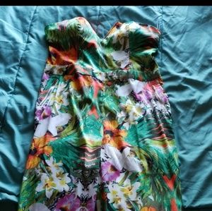 Bebe Floral Strapless Jumpsuit
